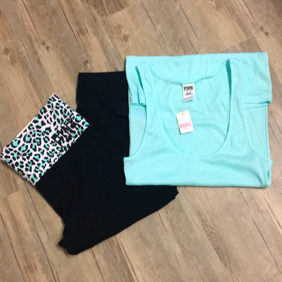 PINK Victoria's Secret Pants - 2 PCS NWT VS PINK Crop Leggings w/ tank